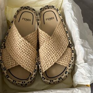FENDI Beige "Forever Fendi Reflections Sandals